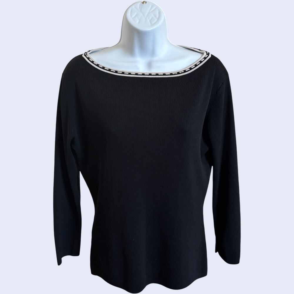 elementz M Ribbed Boat Neck Top Black Regular